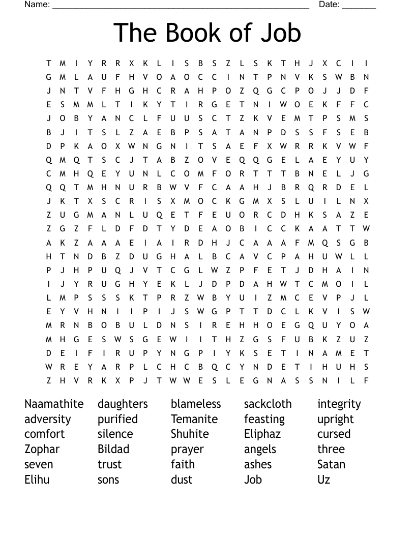 The Book Of Job Word Search WordMint