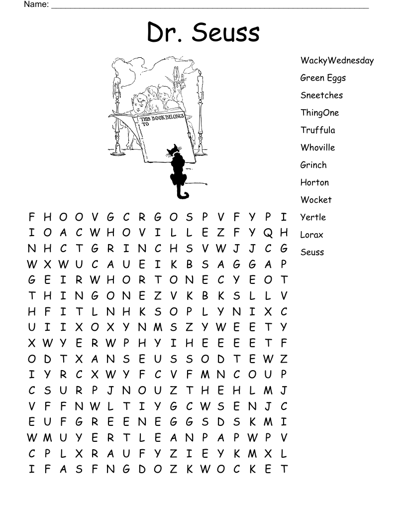 The Cat In The Hat Word Search WordMint