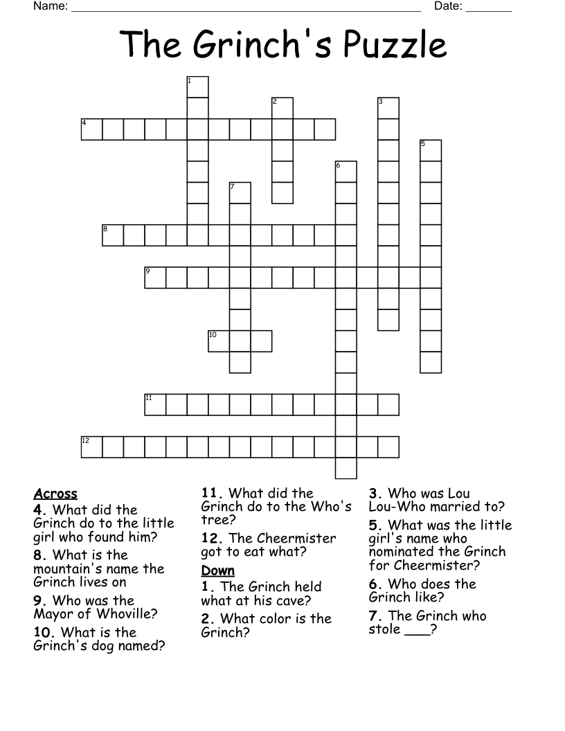 The Grinch Who Stole Christmas Word Search WordMint