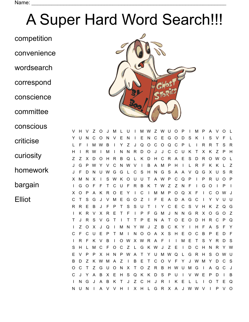 Printable Hard Word Search Puzzles Free