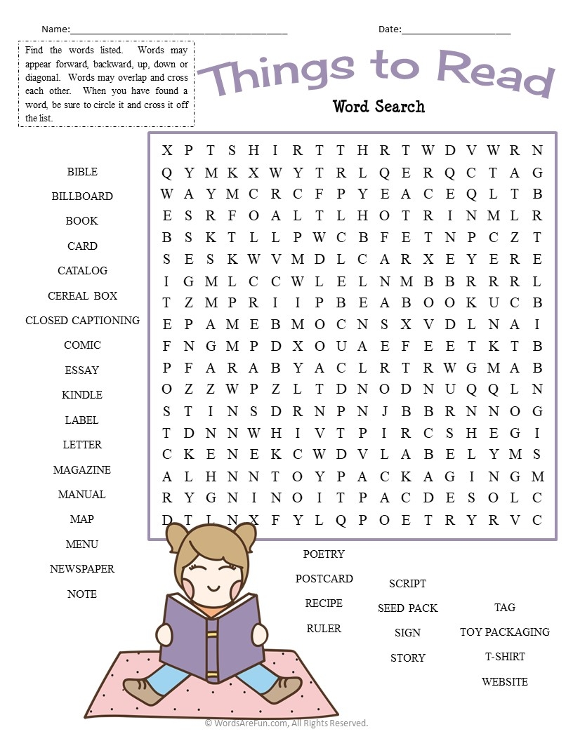 Word Search English Printable