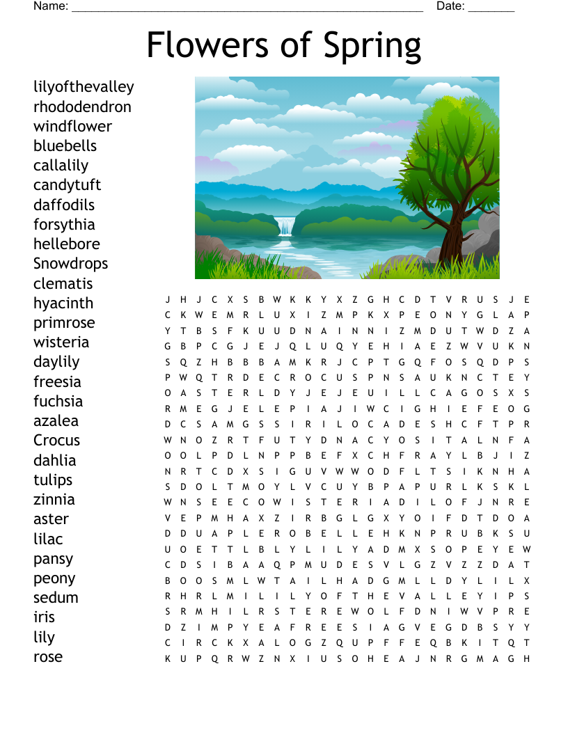 Types Of Flowers Word Search WordMint