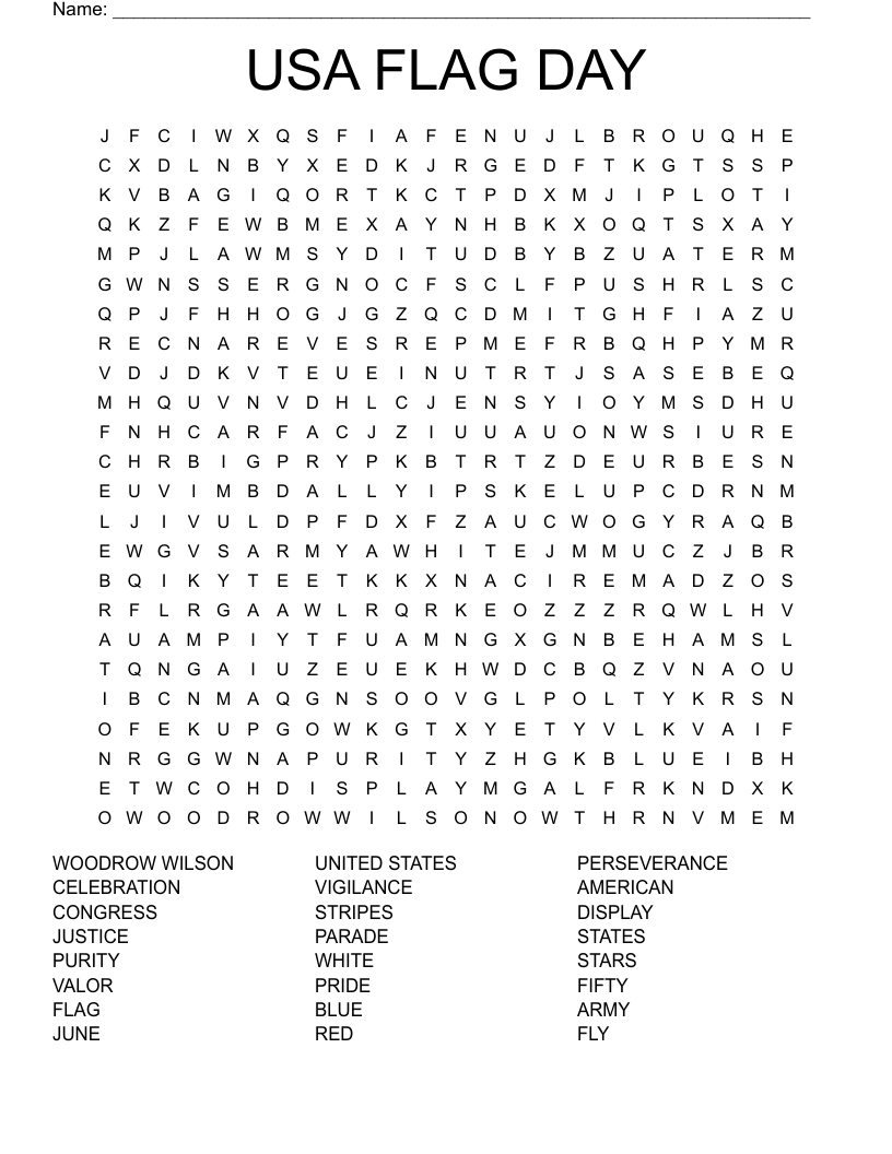 USA FLAG DAY Word Search WordMint