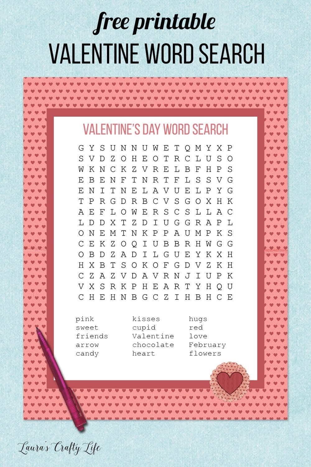 Free Printable Valentine's Word Search