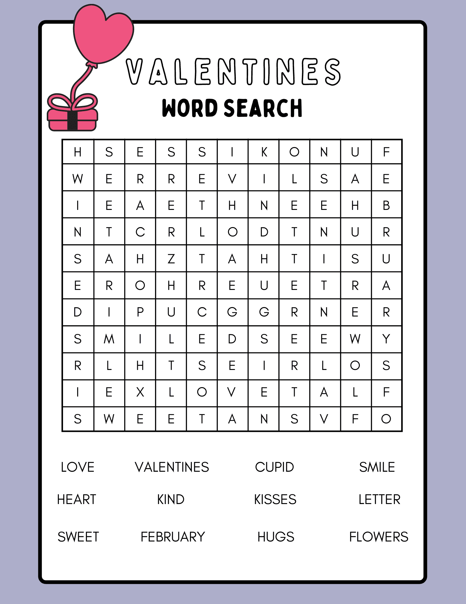 Free Printable Valentine Word Searches