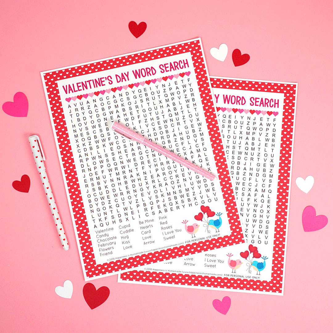 Valentine s Day Word Search Printable Happiness Is Homemade