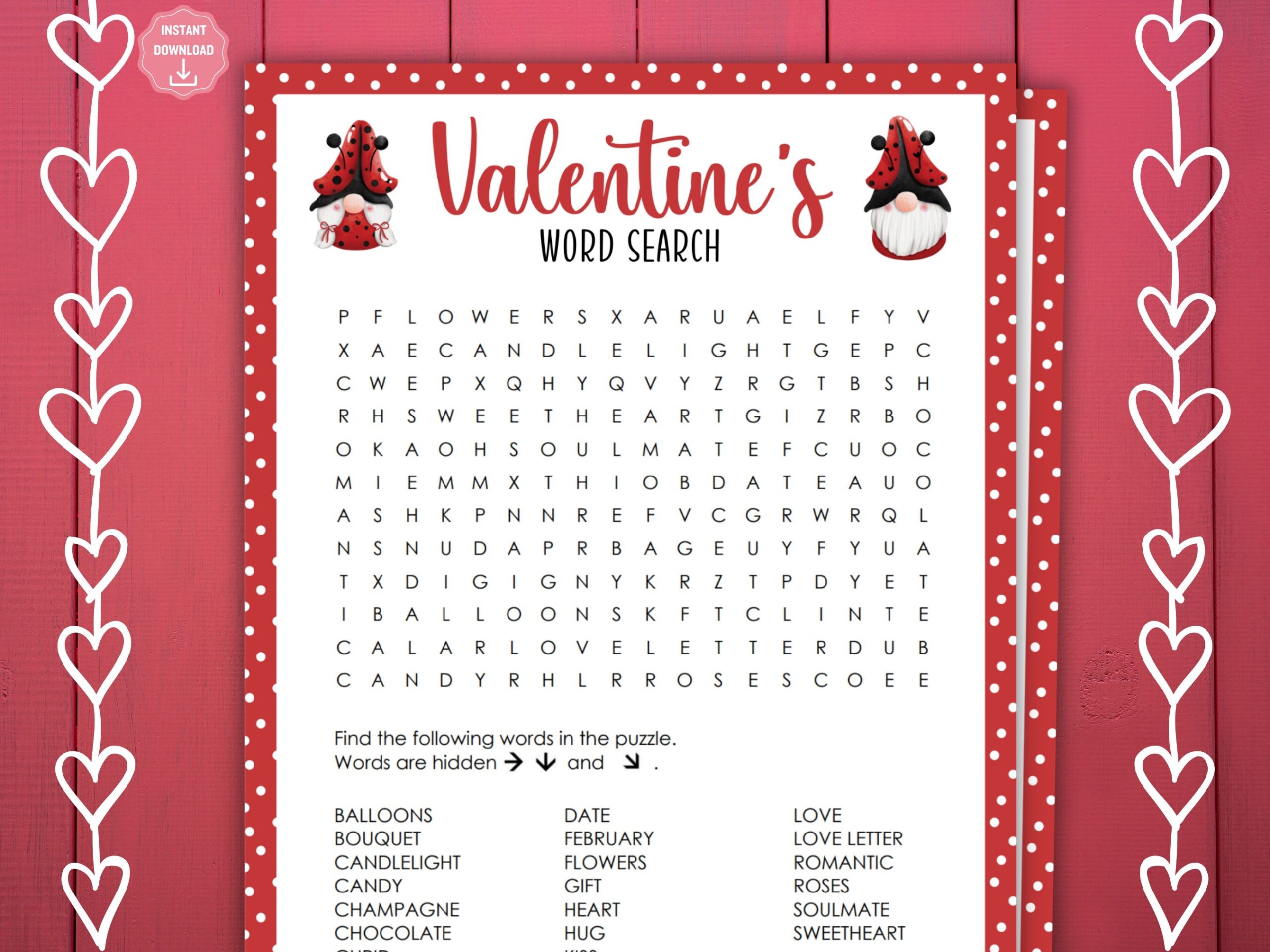 Valentine s Day Word Search Printable Valentine s Day Games And Activities Valentine s Day Party Games Valentine s Classroom Games Etsy
