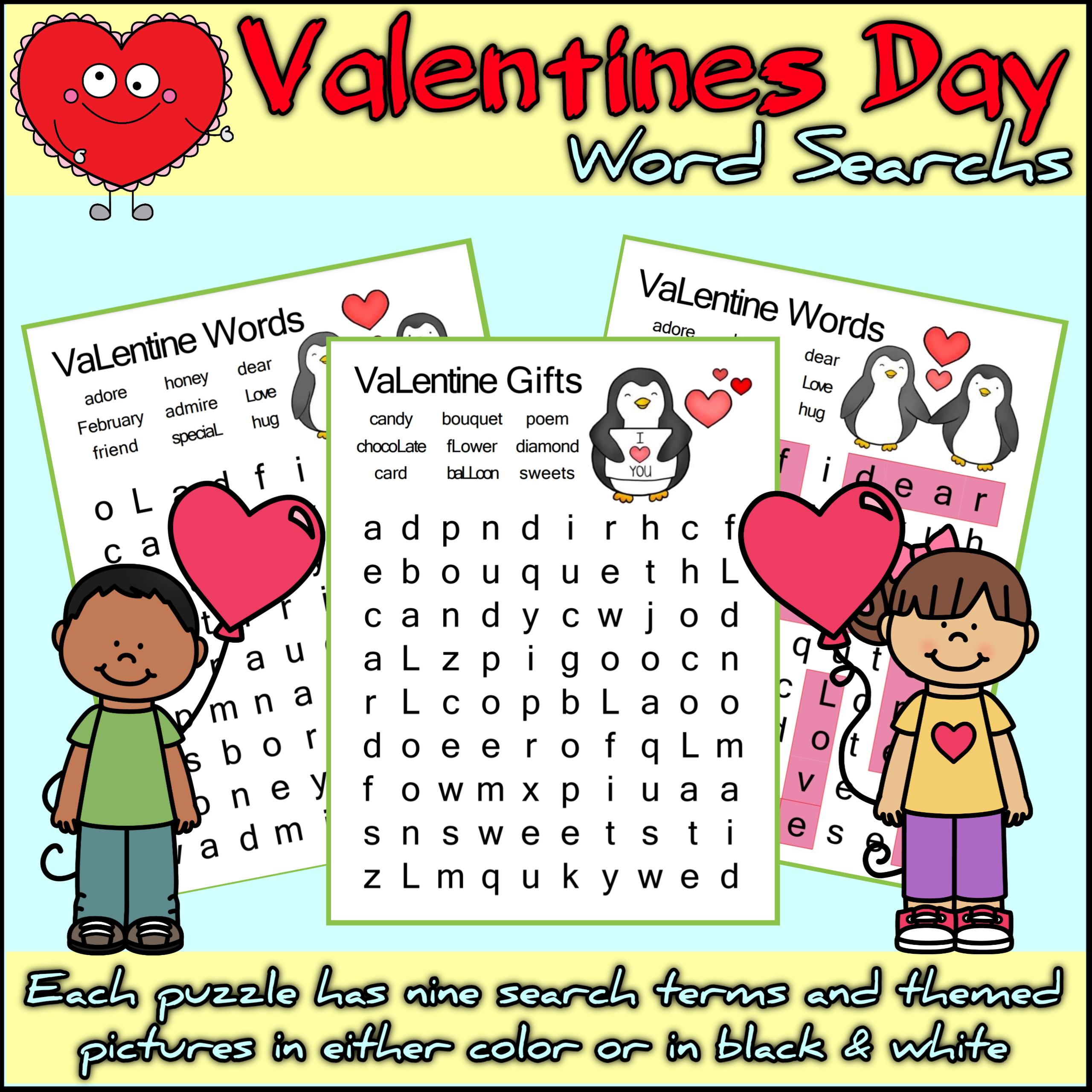 Valentine s Day Word Search Printables For Kids Teaching Resources