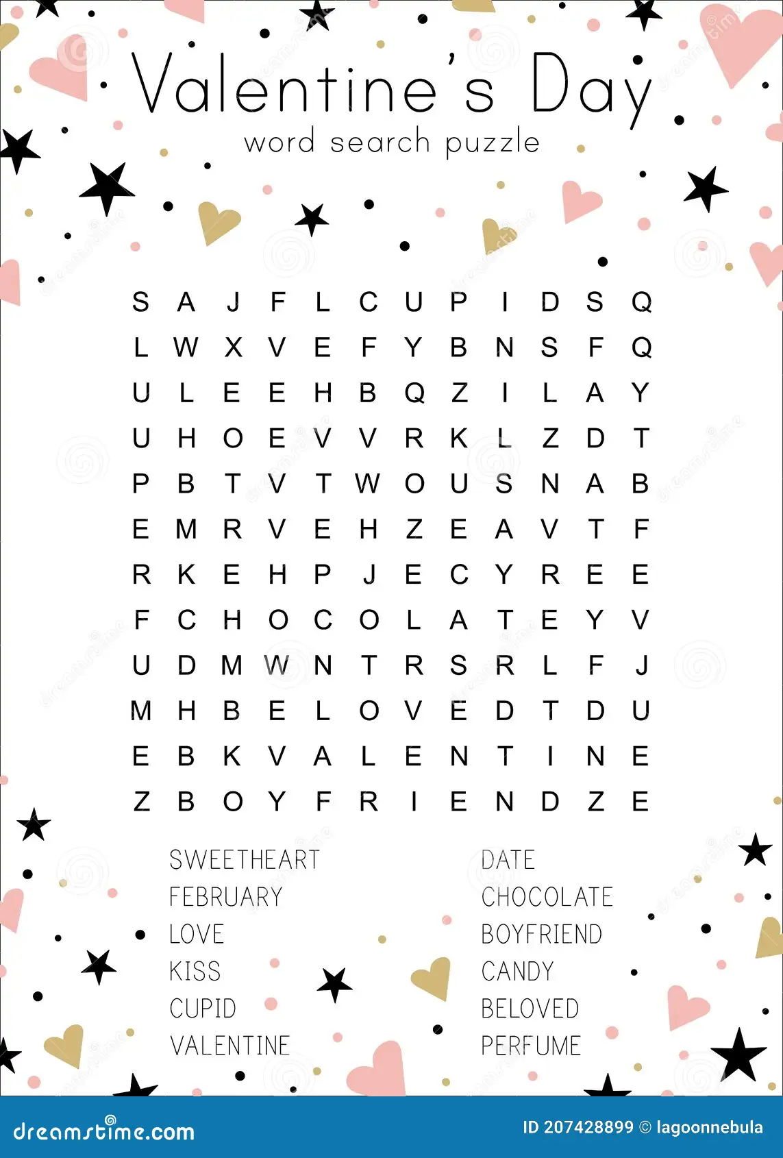 Valentine S Day Word Search Puzzle Educational Game For Children Stock Vector Illustration Of Post Activity 207428899