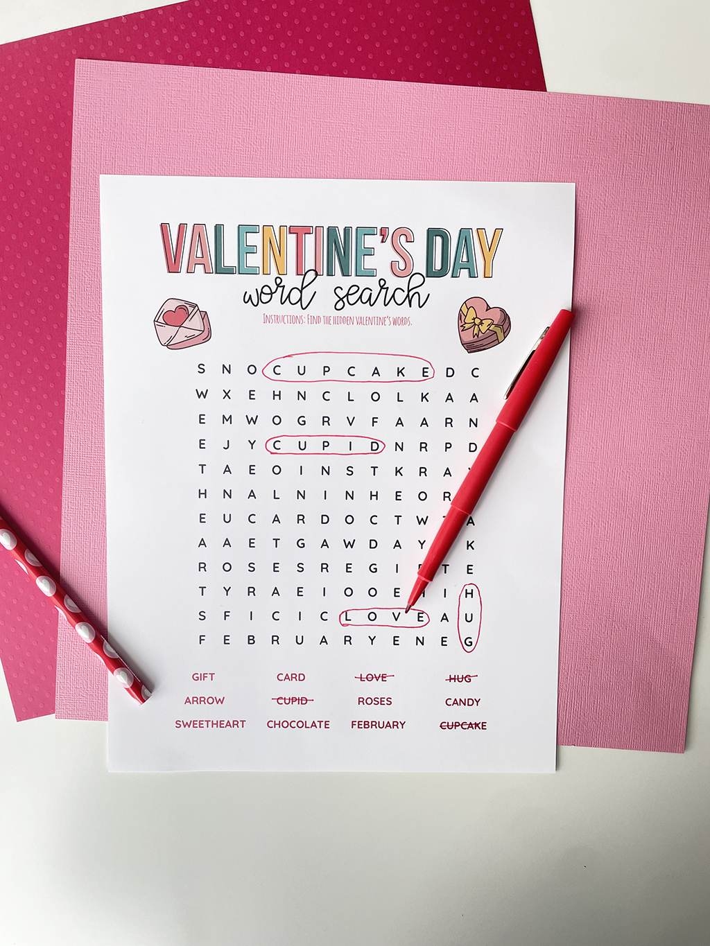 Valentine s Day Word Search The Crafting Chicks