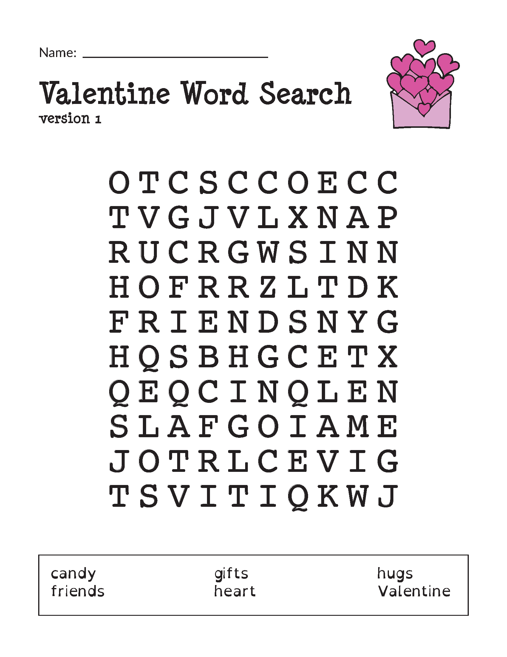 Valentine Word Search Printables