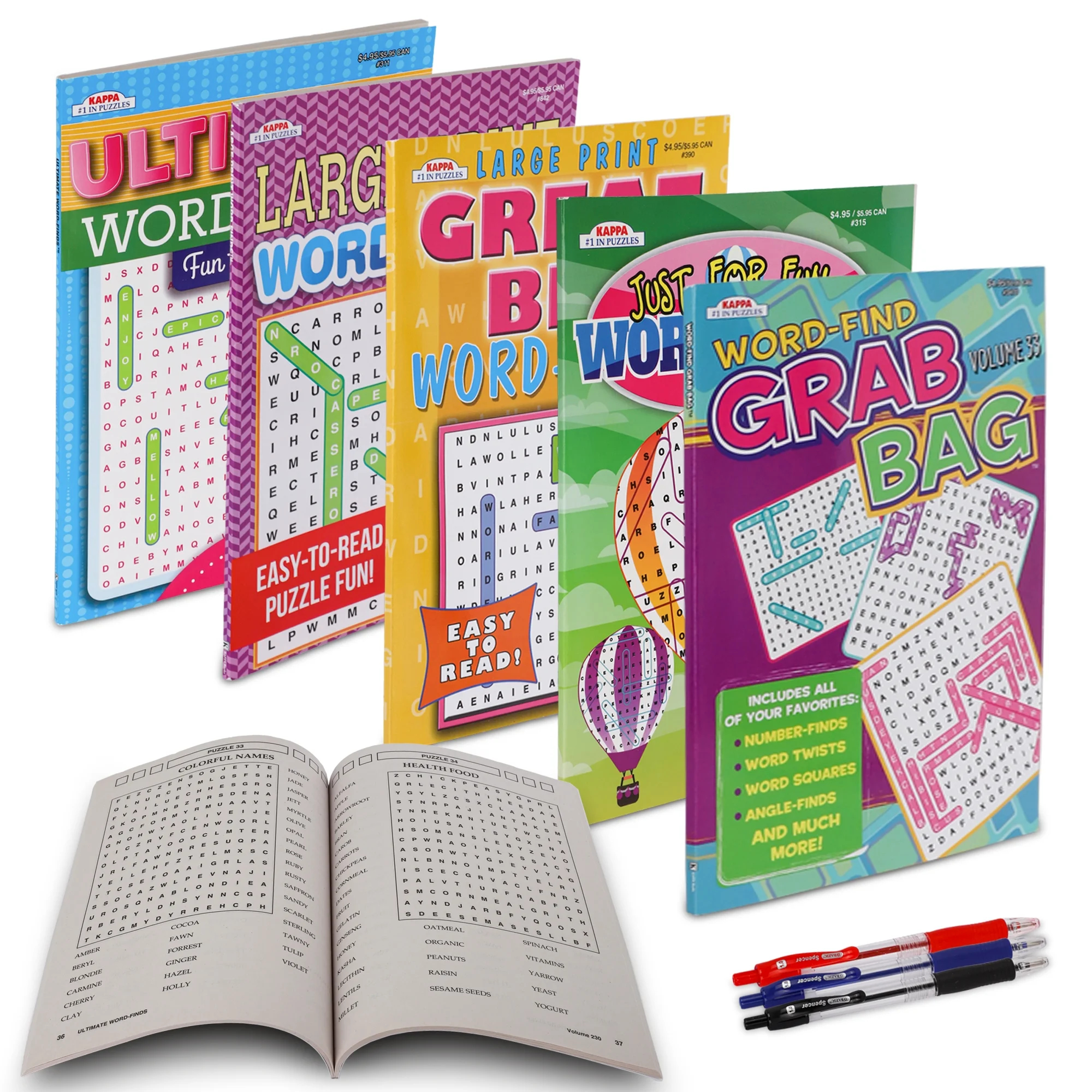 VARIETY SAVINGS 5 Pack Large Print WordSearch 400 For Adults Senior Brain Stimulating Paperback Walmart