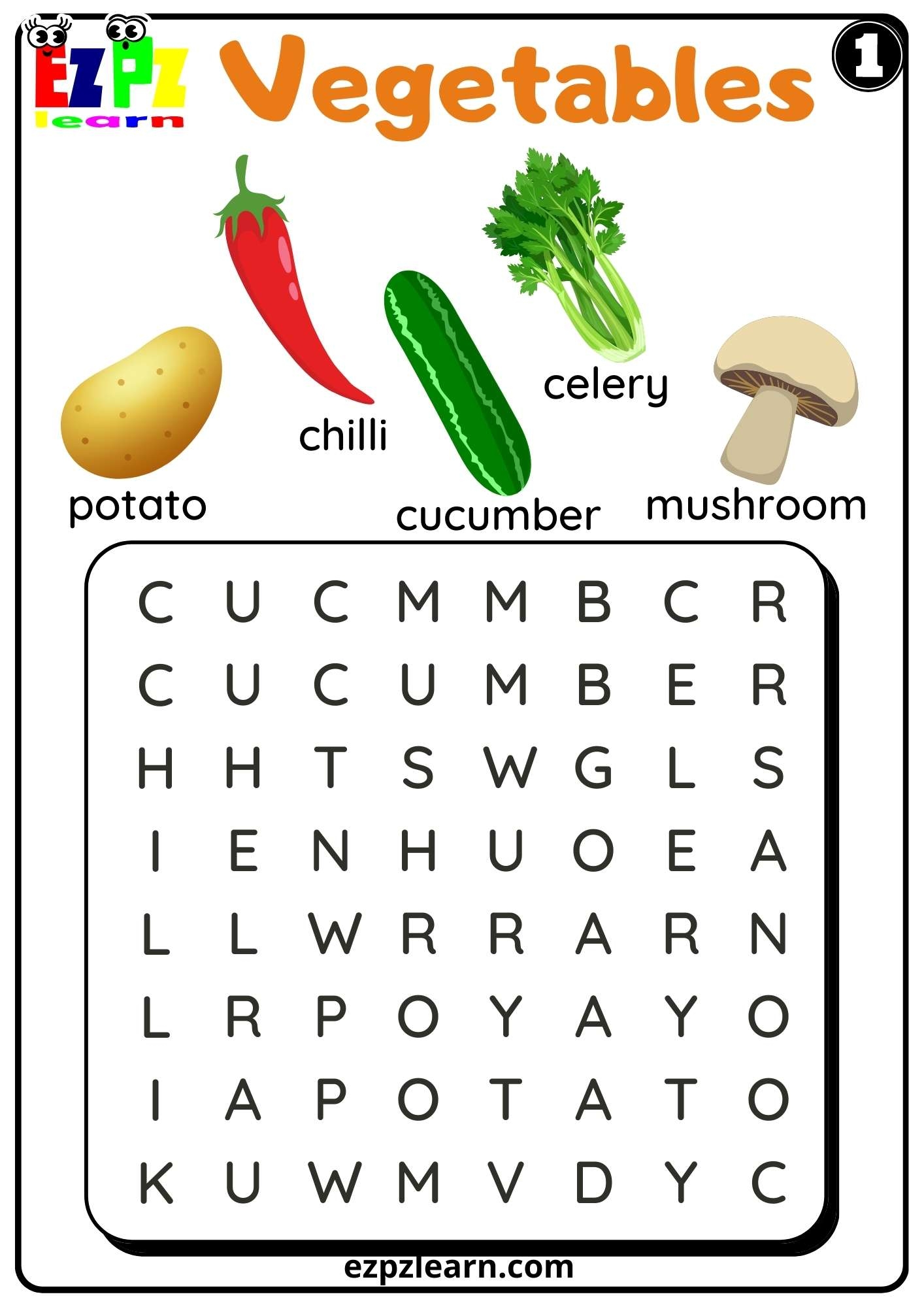 Vegetables Word Search Worksheet For ESL Students And K5 Set 1 Ezpzlearn Vegetables Word Search Worksheet For ESL Students And K5 Set 1 Ezpzlearn