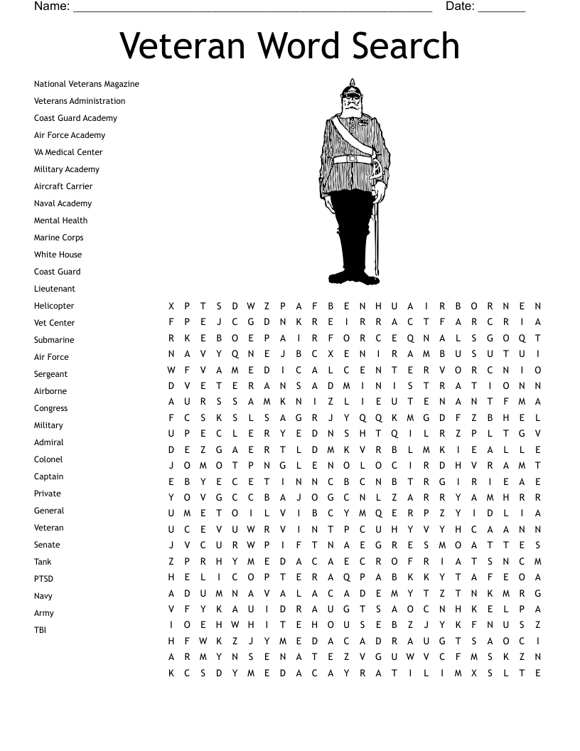 Veterans Day Word Search WordMint