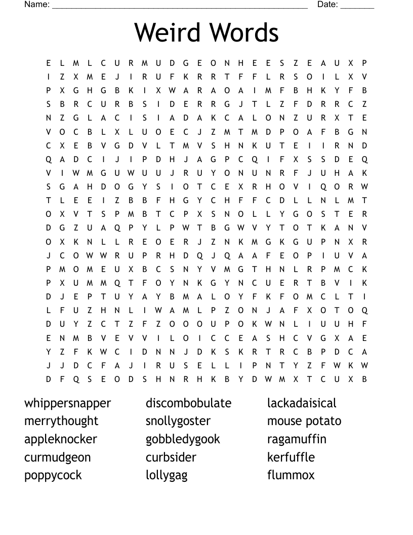 Weird Words Word Search WordMint