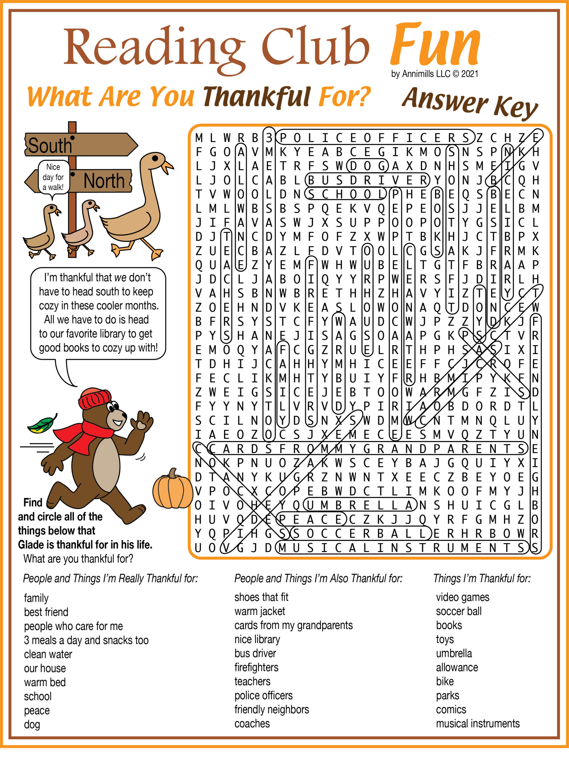 What Are You Thankful For Thanksgiving Printable Word Search Puzzle Made By Teachers