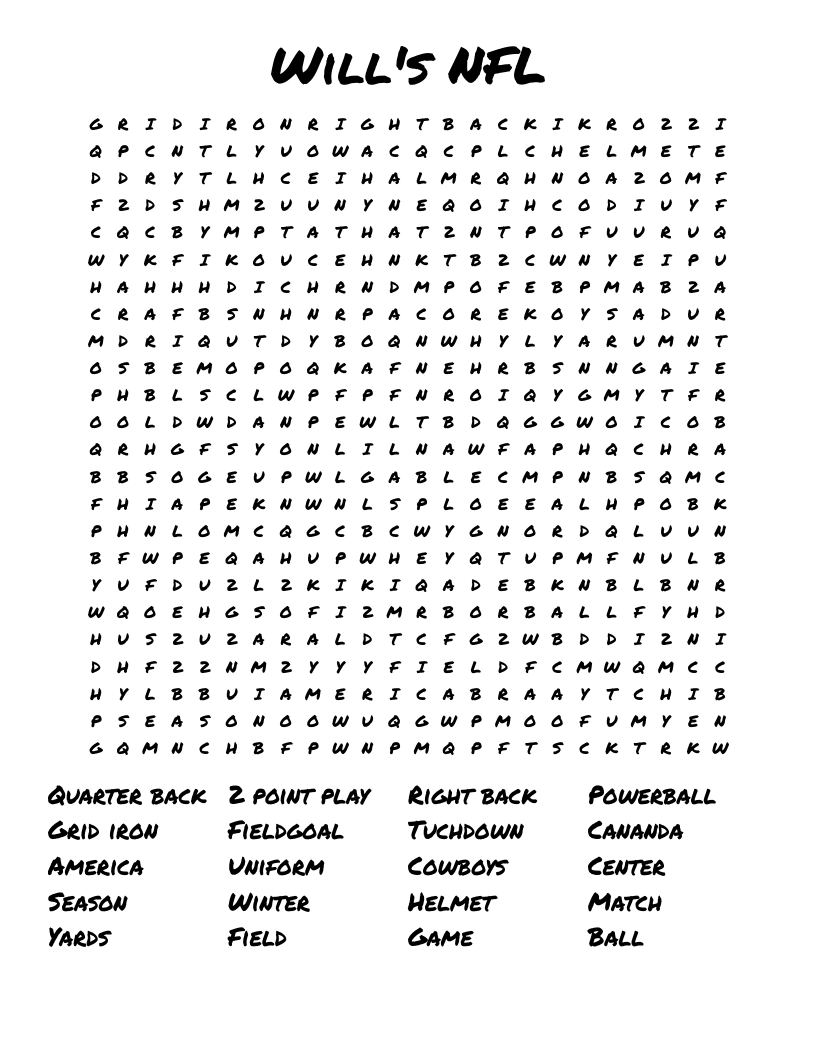 Will s NFL Word Search WordMint