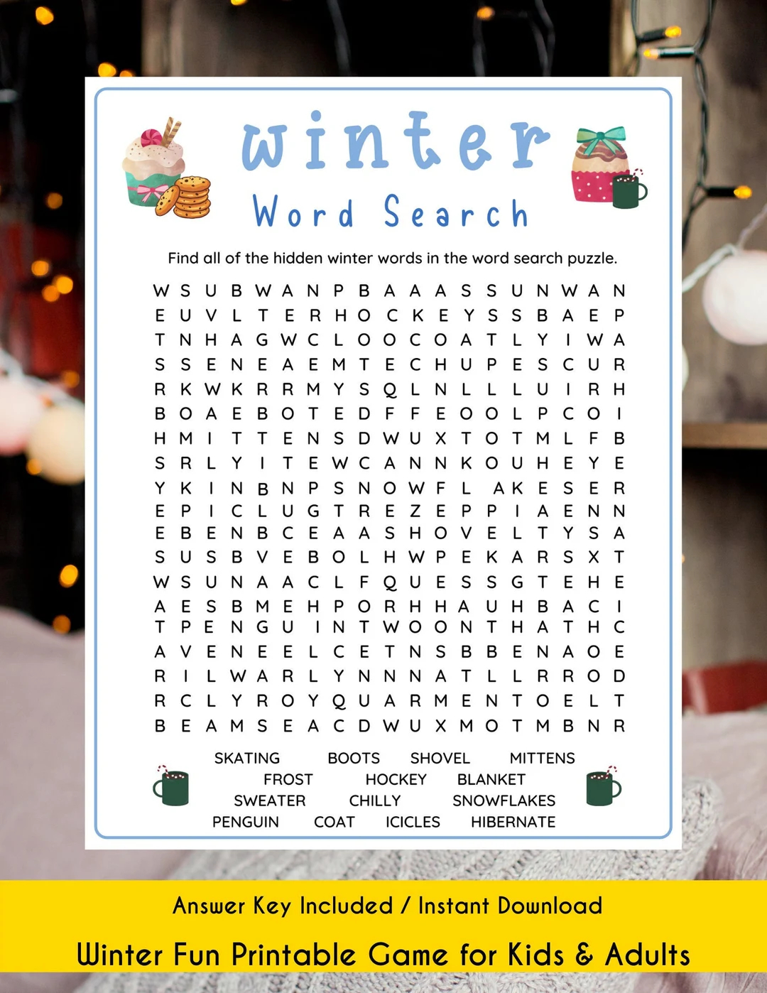 Winter Word Search Printable Holiday Party Game Winter Activity For Kid Adult Winter Party Game Office Party Game Winter Quiz Etsy