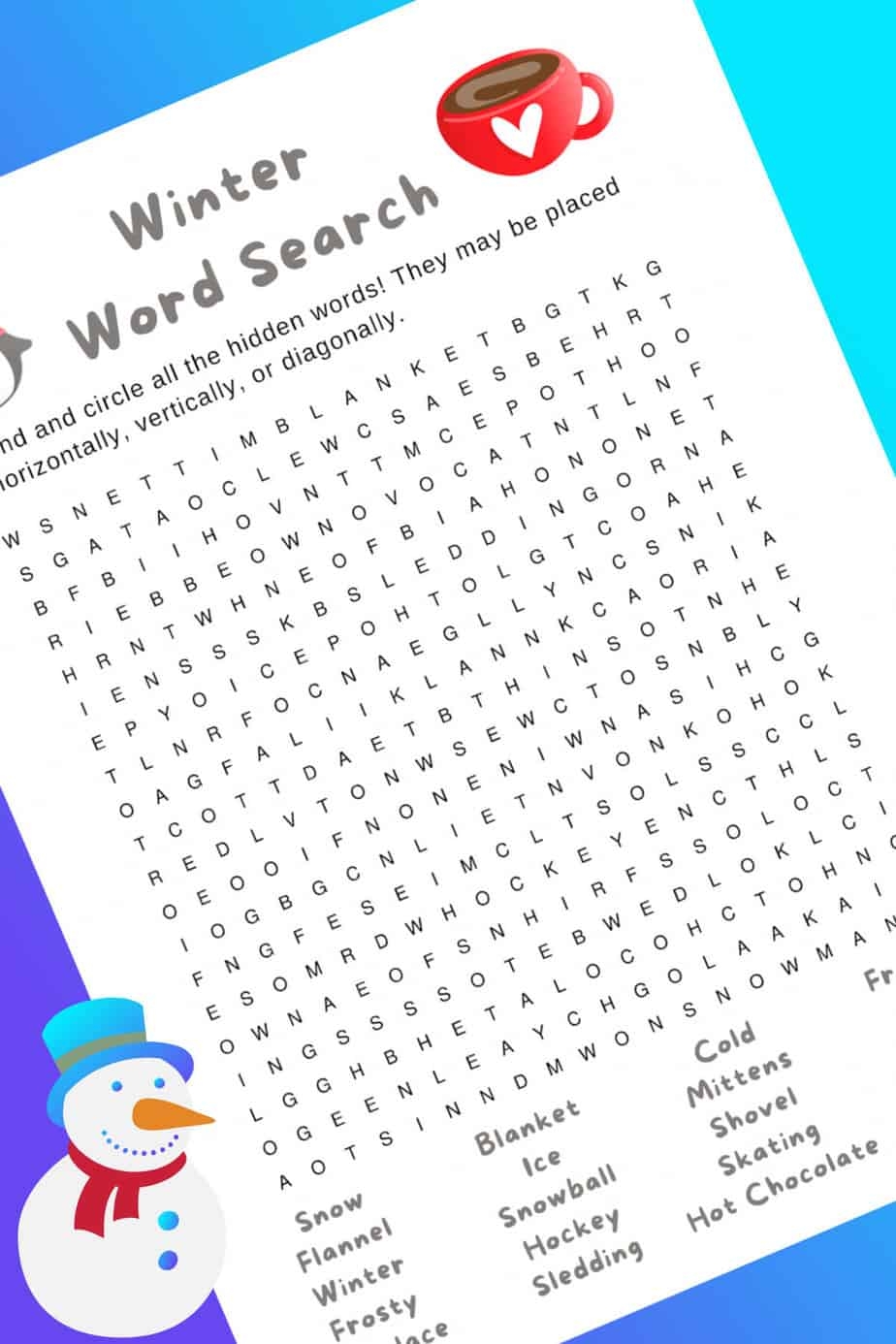 Word Search Puzzles Printable Winter Theme
