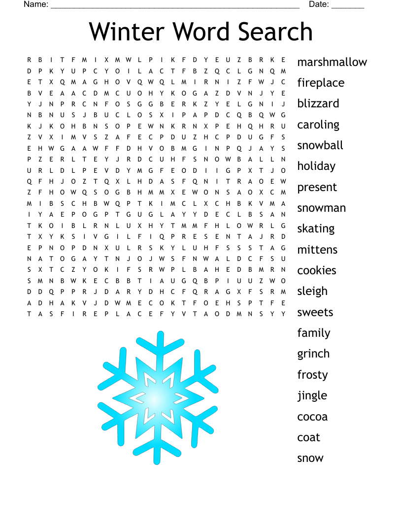 Winter Word Search WordMint