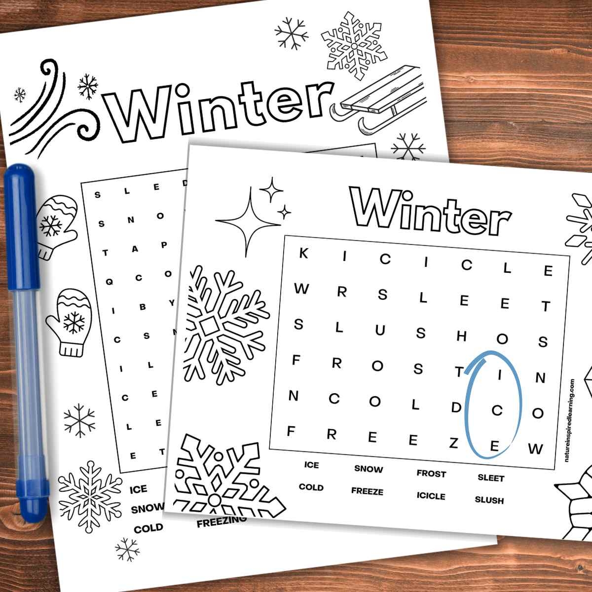 Winter Word Searches Nature Inspired Learning