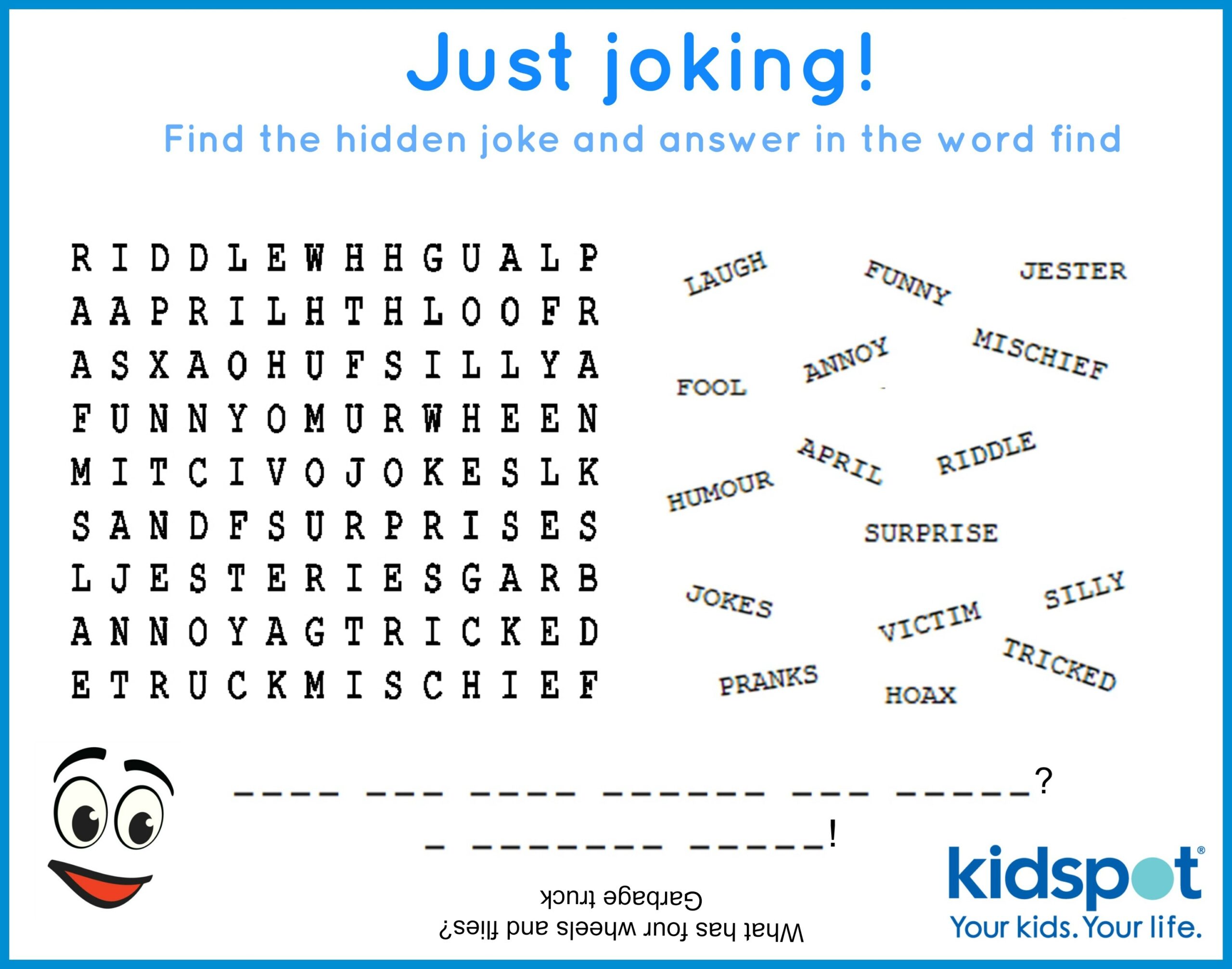 April Fools Word Search Printable