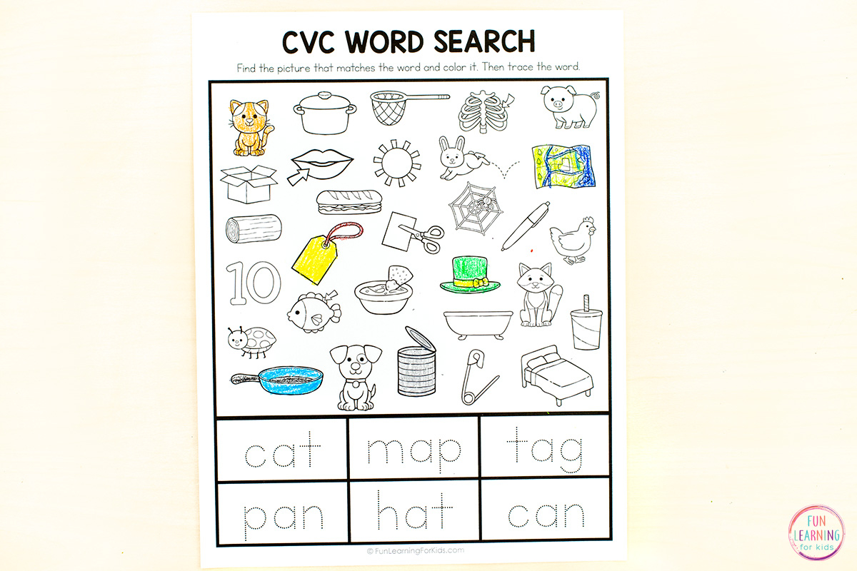 Word Search CVC Worksheets Free Printable