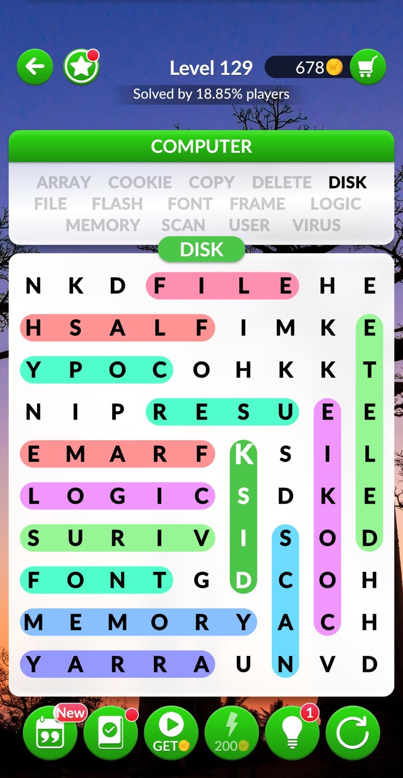 Word Search Explorer Level 129 Computer Answers