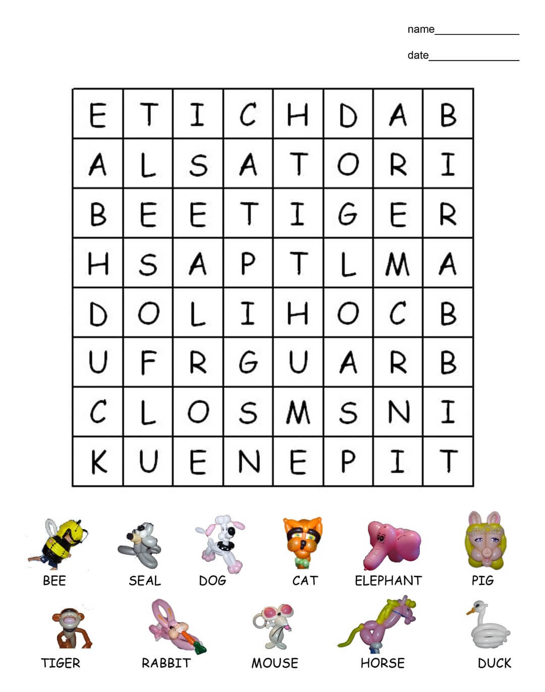 Printable Easy Word Search For Kids