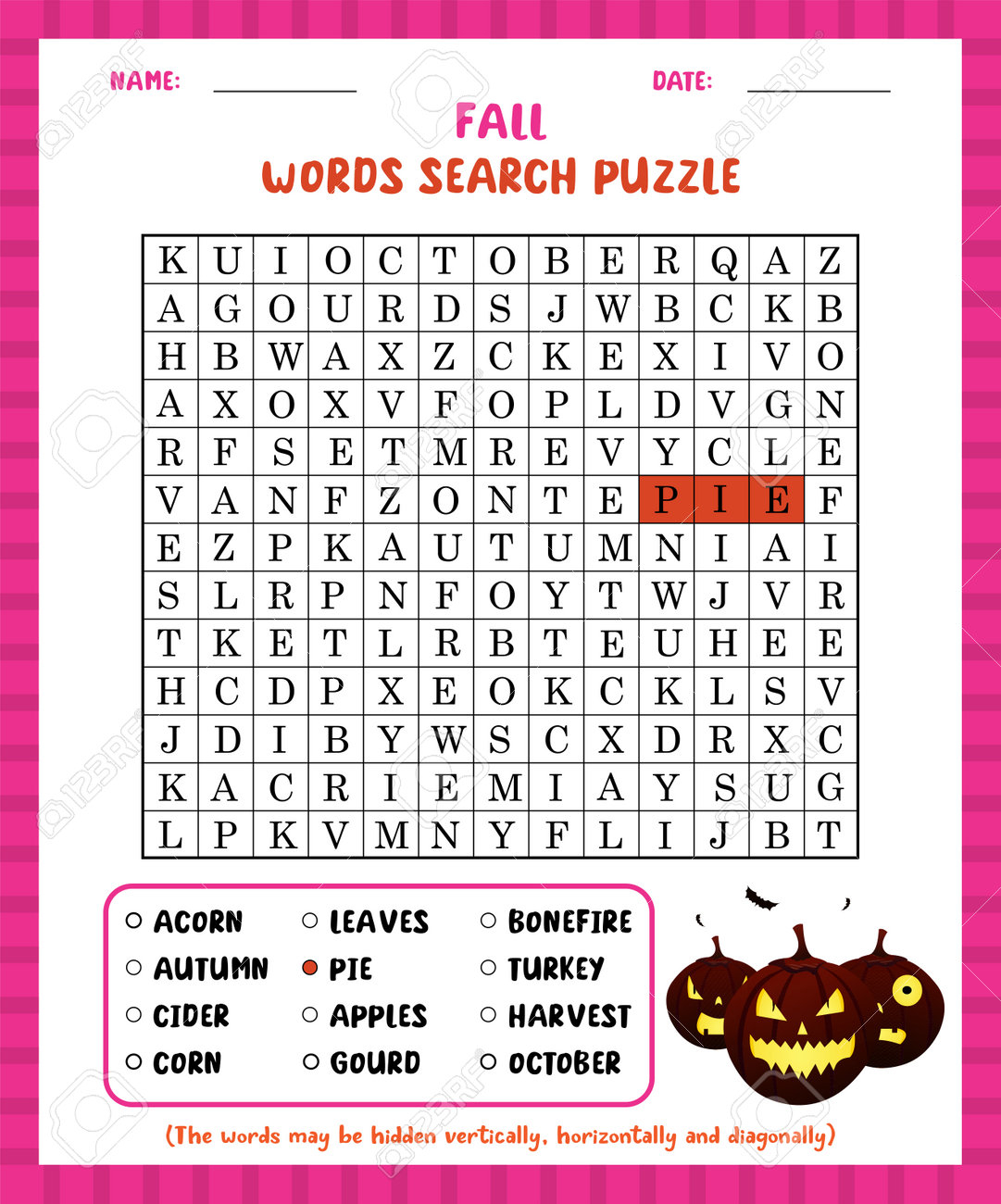 Word Search Game Fall Word Search Puzzle Worksheet For Learning English Royalty Free SVG Cliparts Vectors And Stock Illustration Image 193523593 