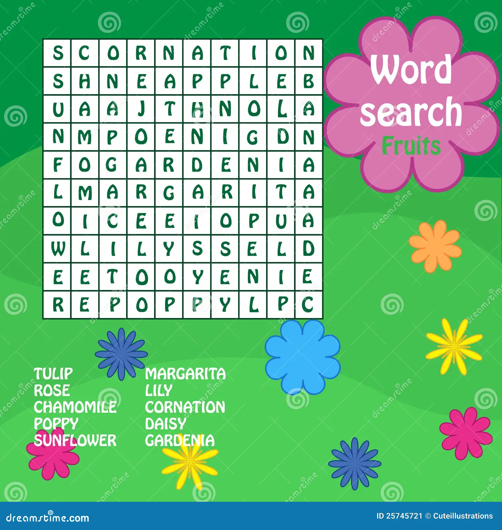 Flower Word Search For Kids Flower Word Search For Kids