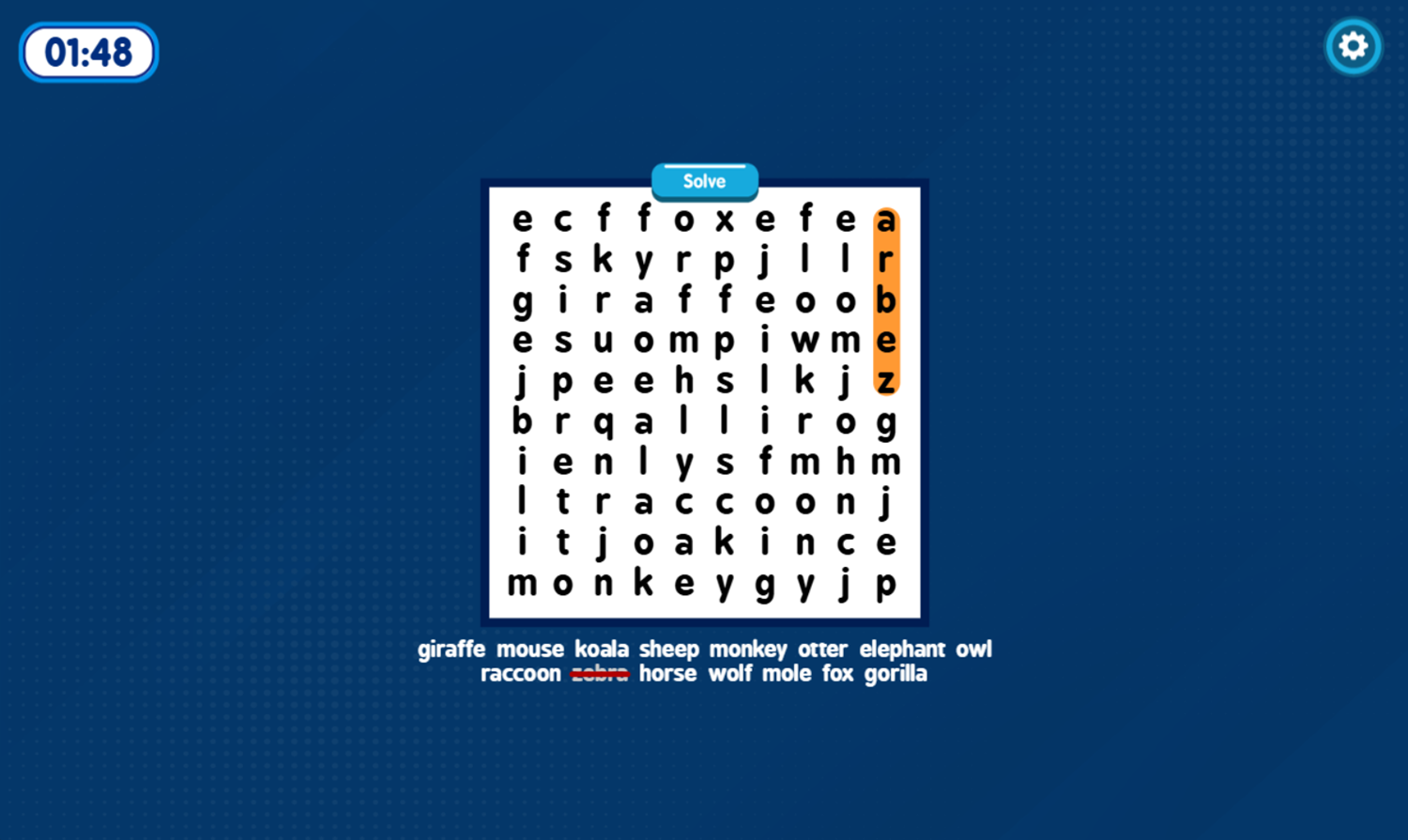 Word Search Game Free Online 2 Player Food Fruit Vegetable Animal Words Finding Video Game For Kids