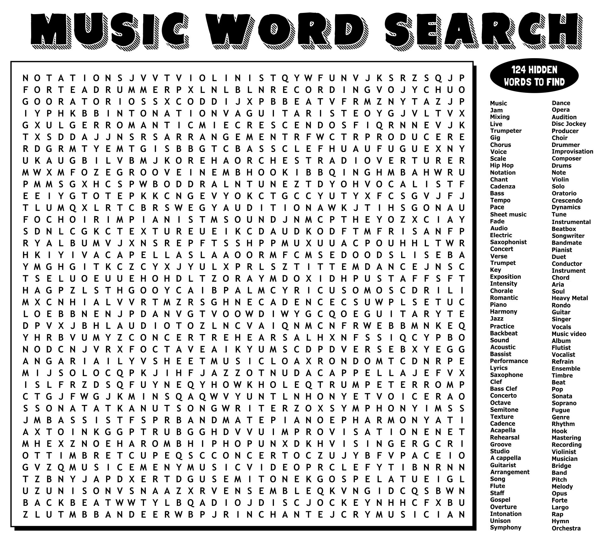 Word Search Printables Difficult
