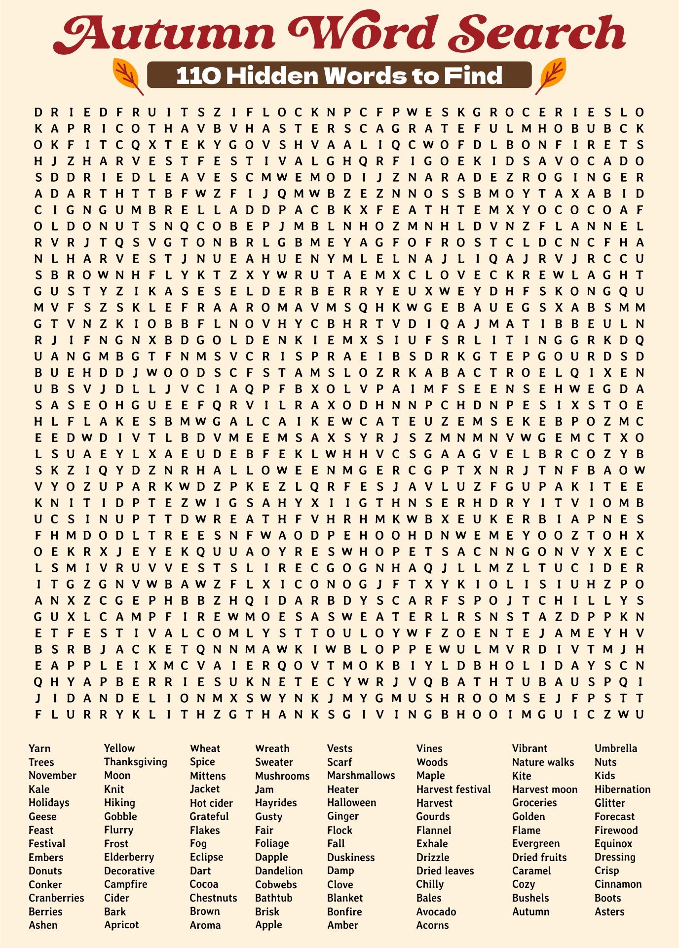 Word Search Printables Difficult