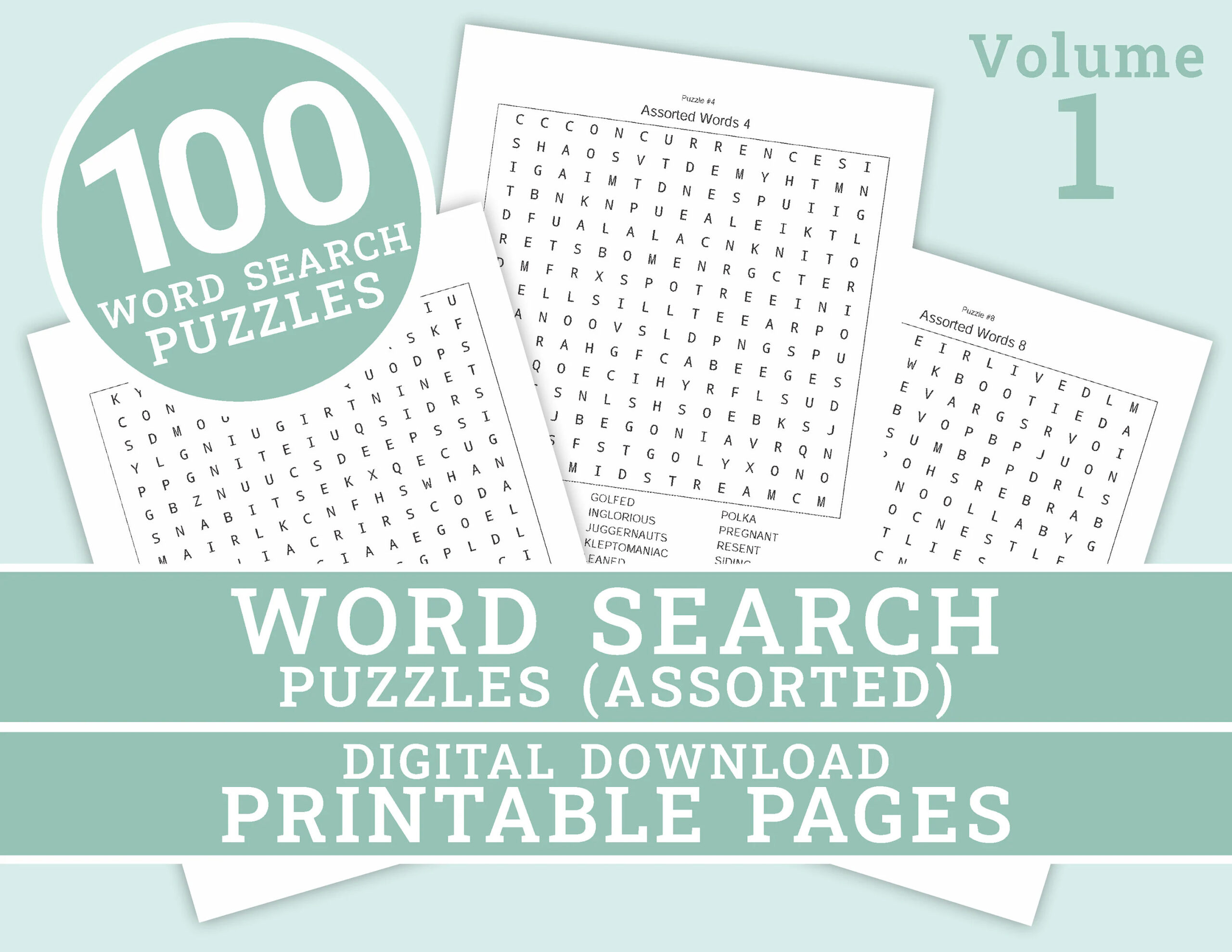 Word Search Puzzle 100 Printable Puzzle Pages For Kids And 