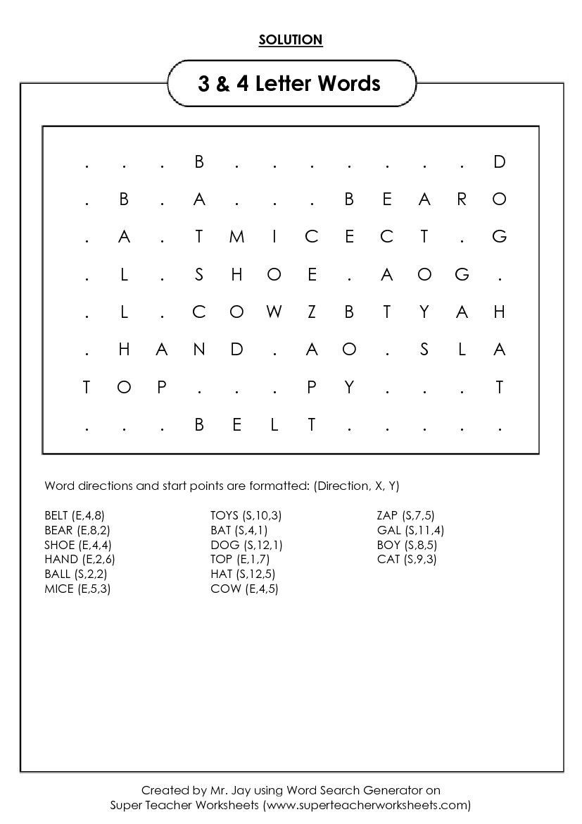 1st Grade Word Search Printable Free