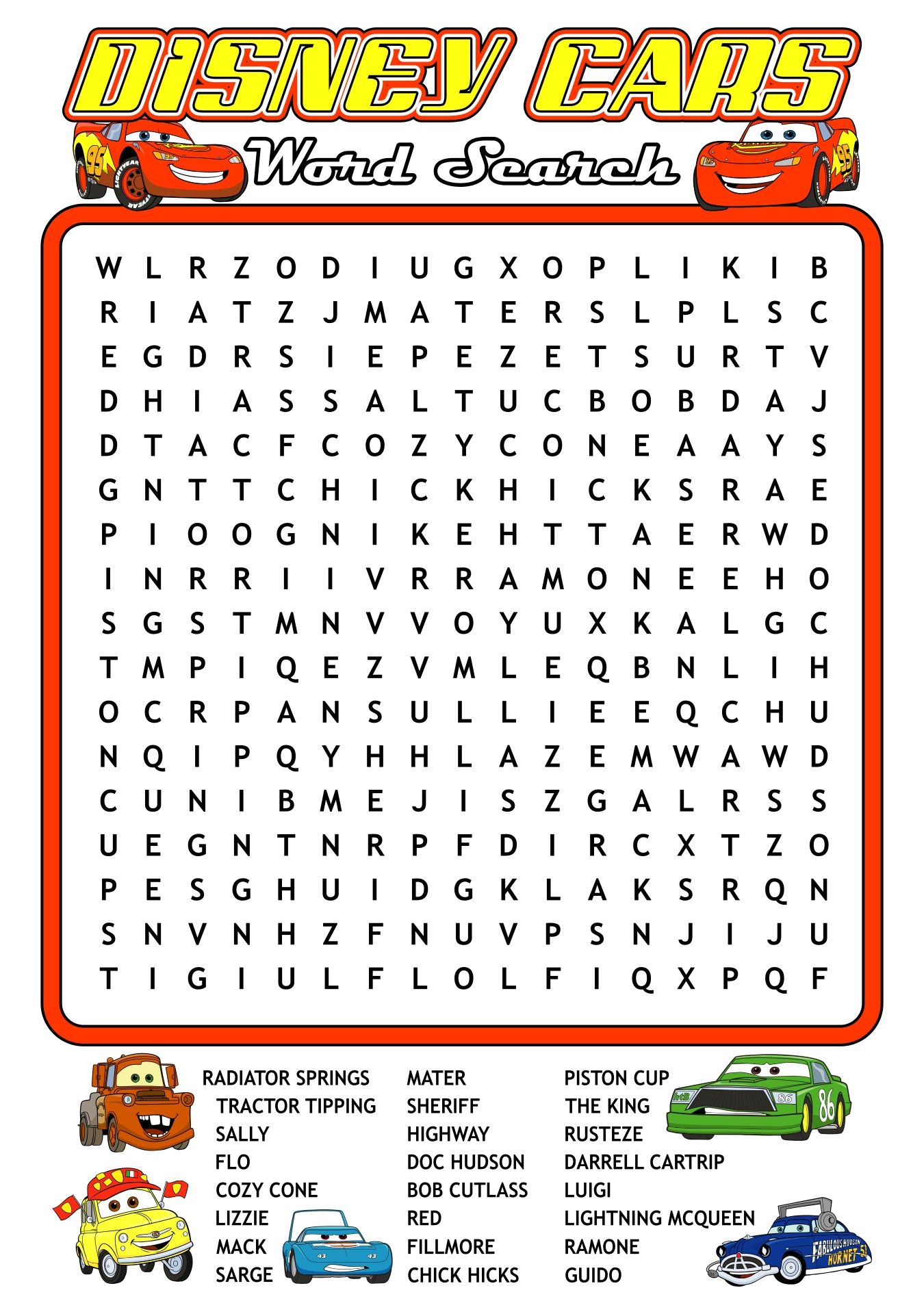 Word Searches Cars 10 Free PDF Printables Printablee