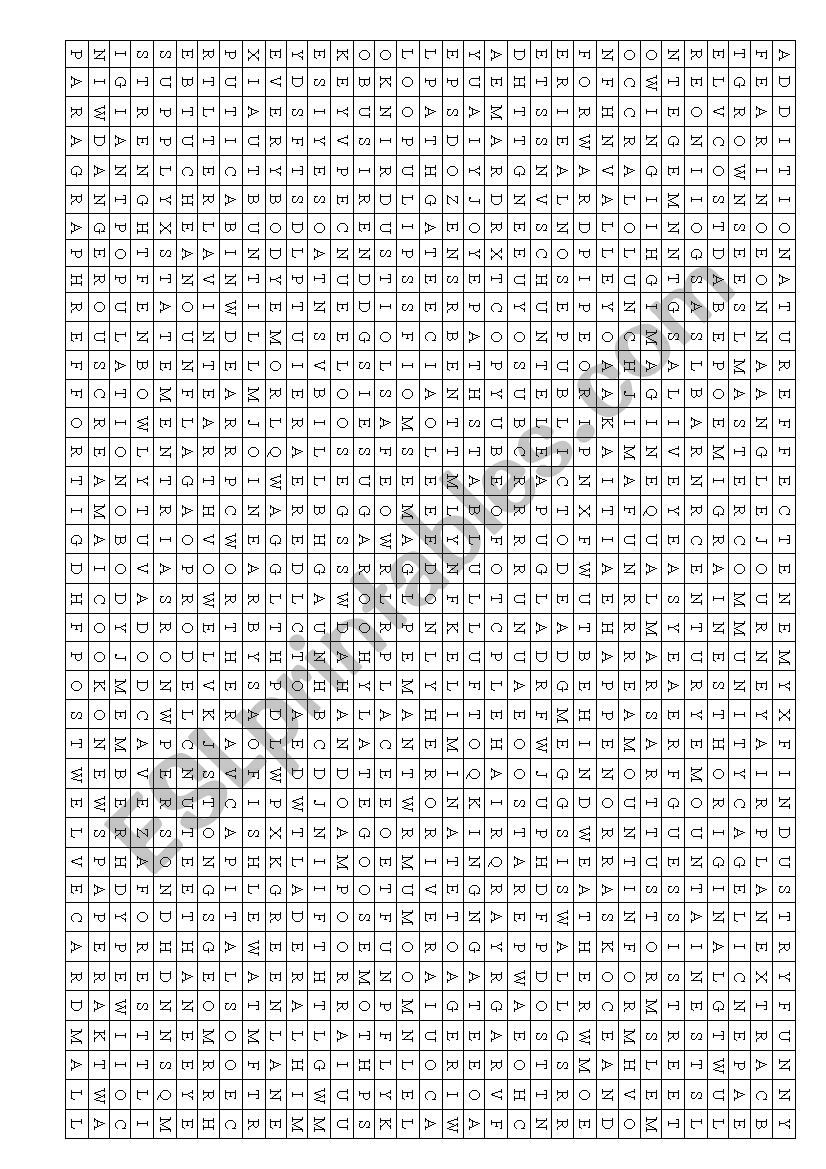 wordsearch 100 words esl worksheet by joana77