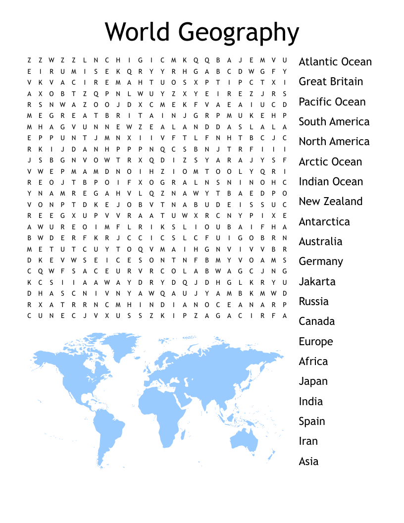 Geography Word Search Printable